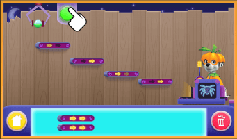 Easy level with 4 conveyor belts leading to machine that makes spider decor